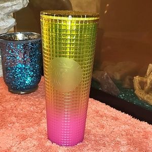 Starbucks 2 toned Yellow and Pink Jeweled 24 oz